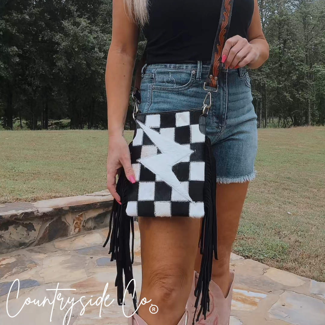 Thunderhide Cowhide Checkered Purse by Countryside Co.