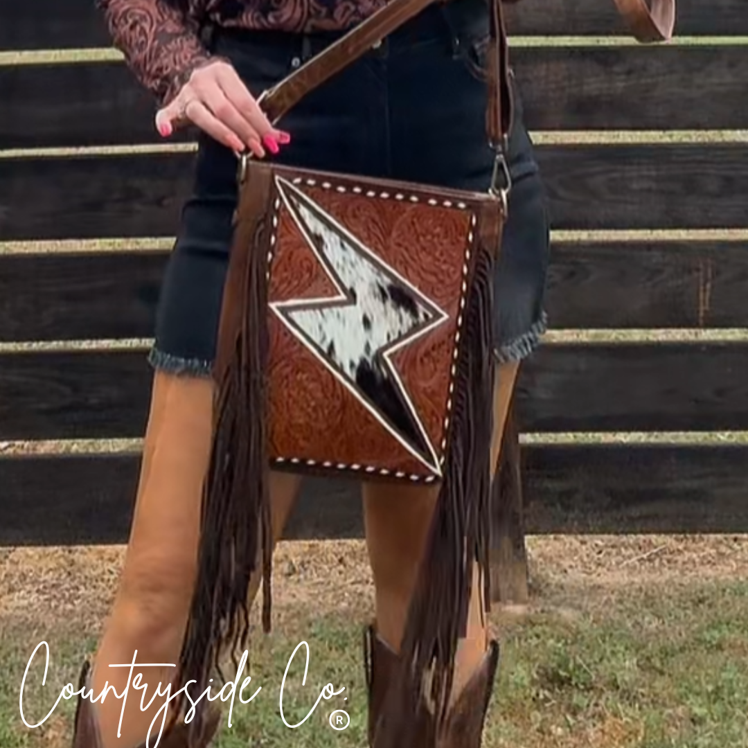 Bronco Tooled Leather Bolt Purse by Countryside Co.