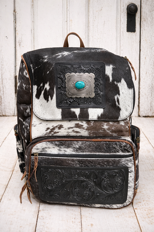 Tooled Cowhide Backpack