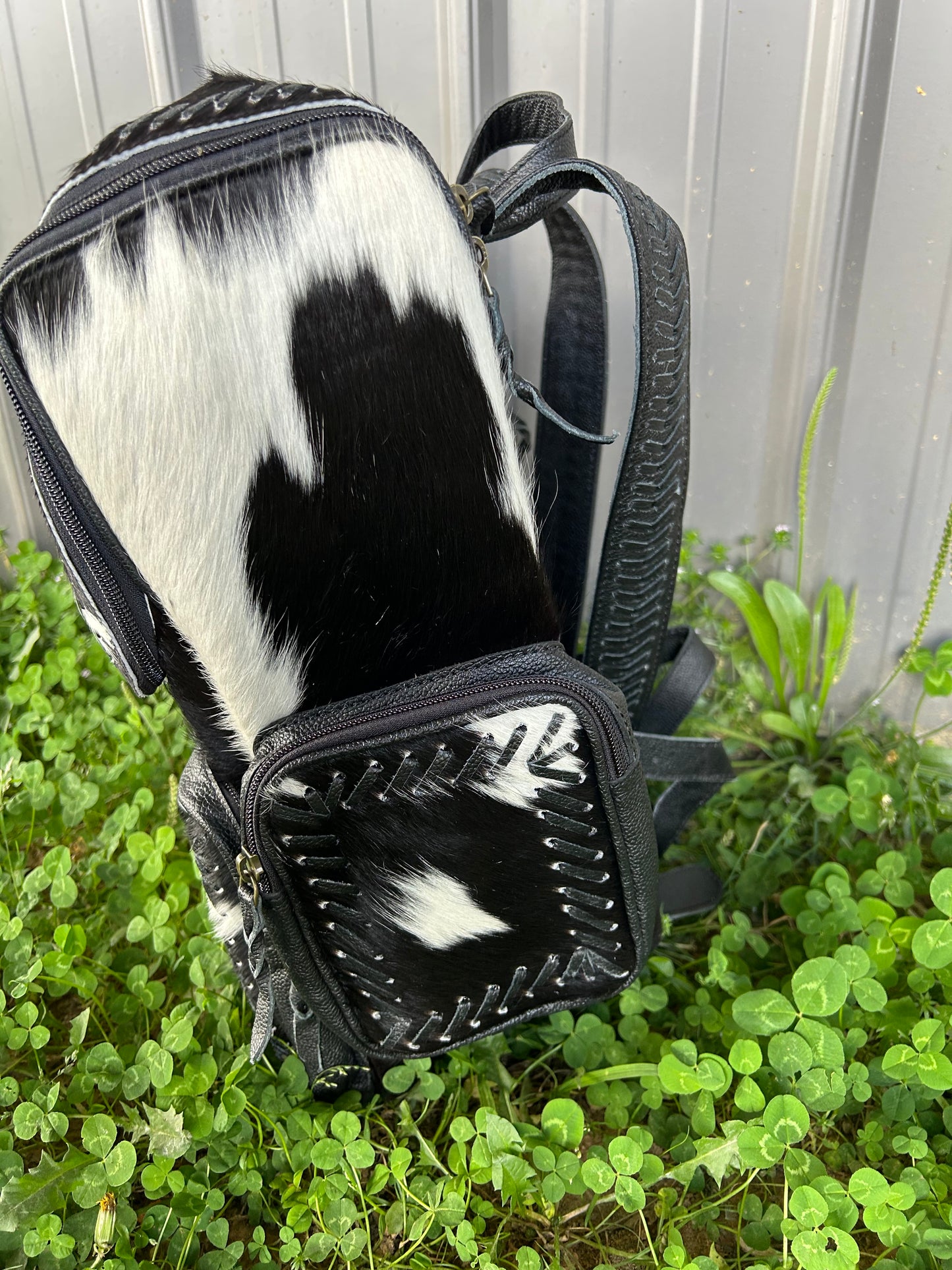 Black Cowhide Backpack