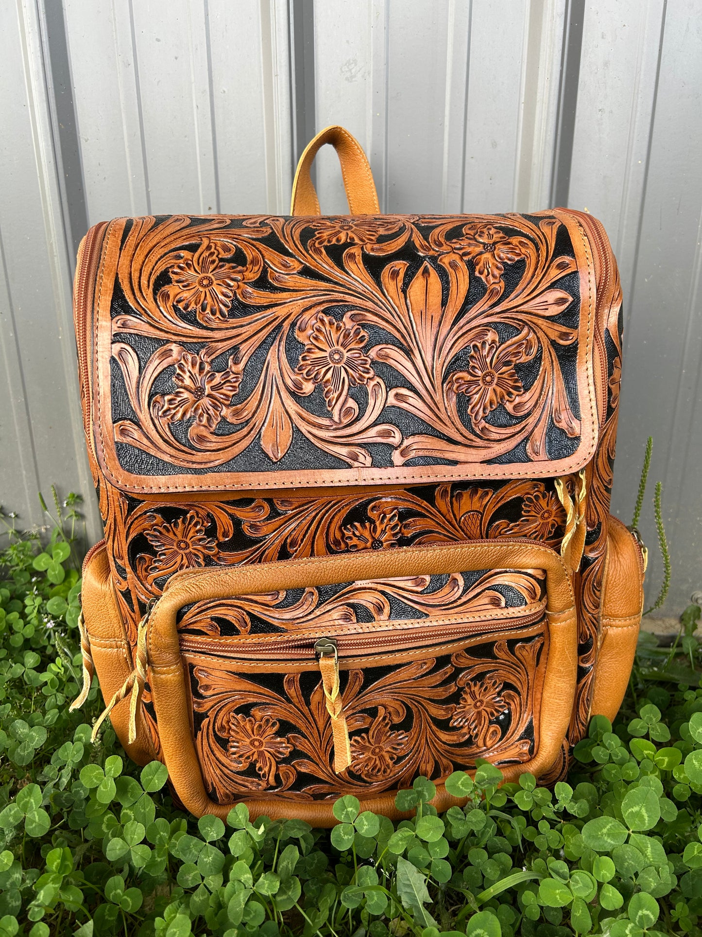 Tooled Leather Backpack