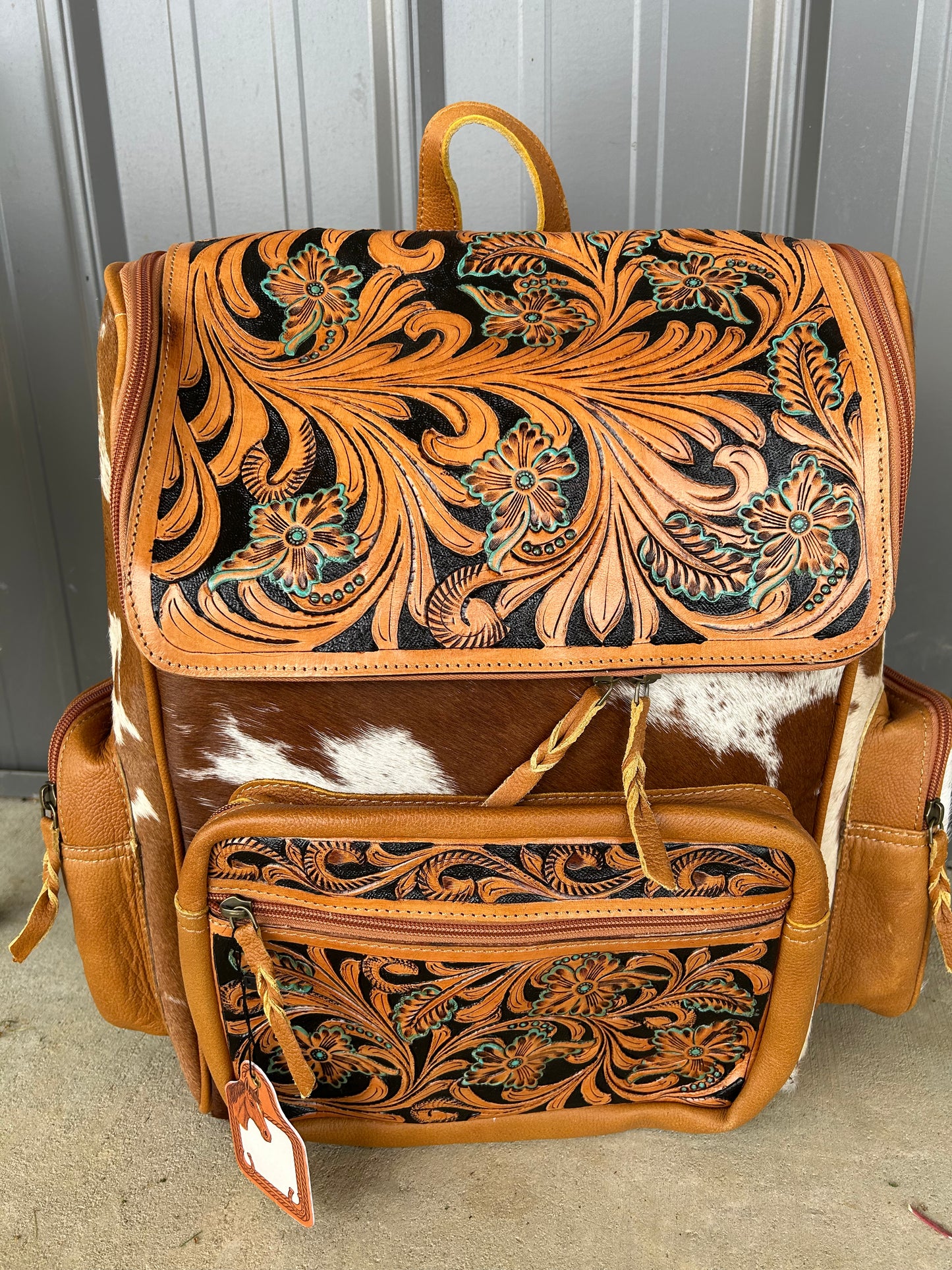 Tooled Cowhide Backpack