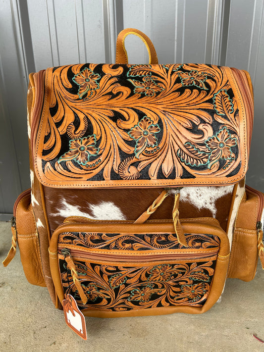Tooled Cowhide Backpack