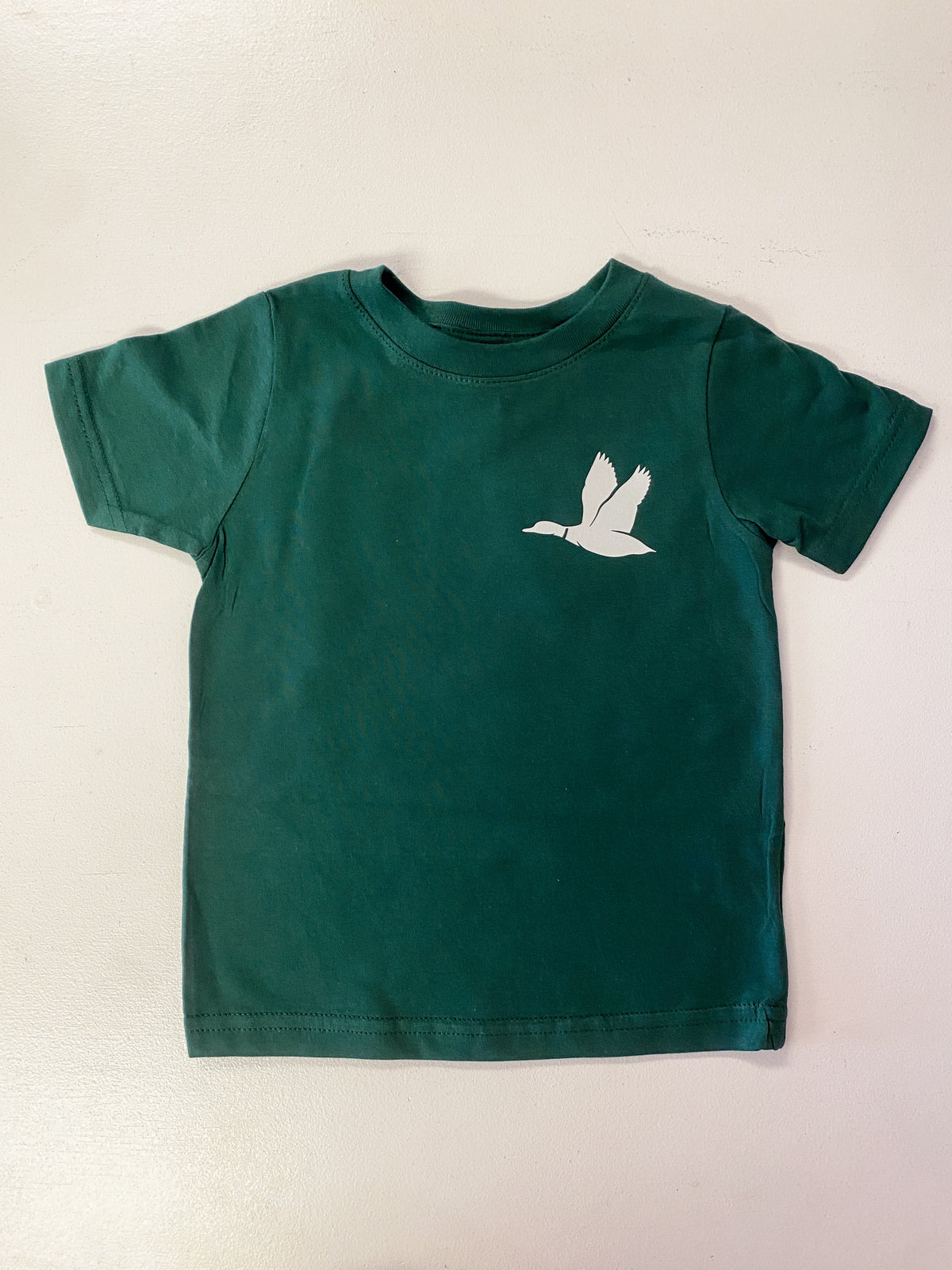 Flying Duck Kids T-Shirt | Forest Green Mallard Hunting Shirt for Boys & Girls | Southern Outdoor Youth Tee | Bossier City, LA