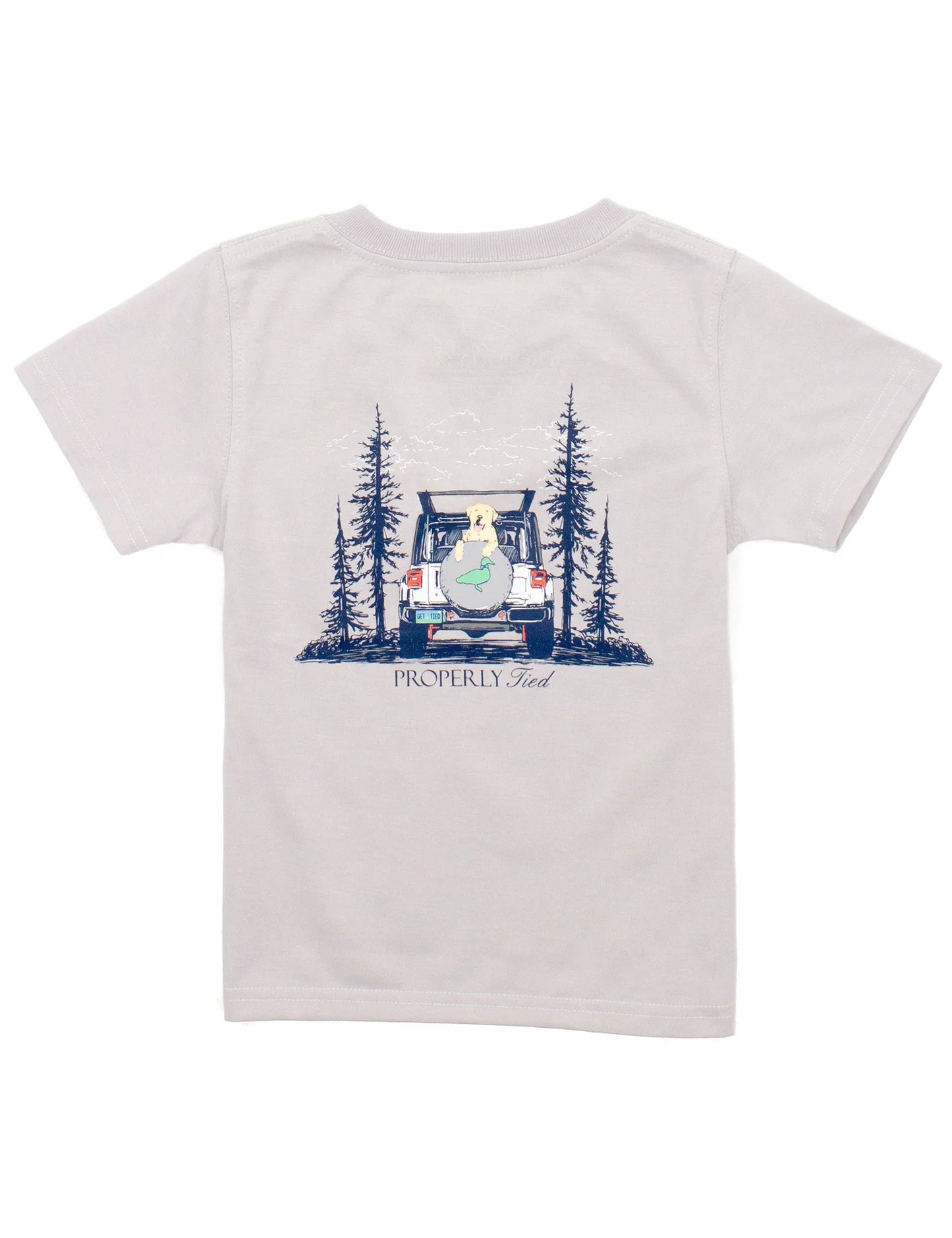 Properly Tied Catch A Ride Youth T-Shirt | Dog & Jeep Graphic Tee for Boys & Girls | Premium Pima Cotton | Bossier City, LA